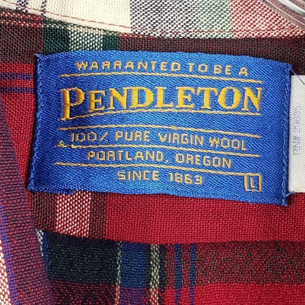 Pendleton Shirt Mens Vintage Board Wool Red Plaid Long Sleeve Button Down - Picture 7 of 9